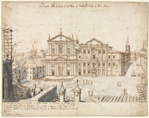 ローマの18の景色：ヴァリチェッラのサンタマリア教会、1665年。 作： Lievin Cruyl