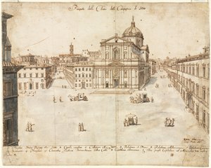 ローマの18の眺め：Gesùの教会、1665。 作： Lievin Cruyl