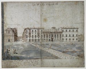 ローマの 18 のビュー: The Collegio di Propaganda Fide recto、1665 年。 作： Lievin Cruyl