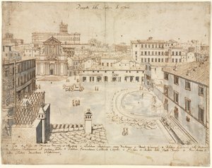 ローマの18のビュー：トレビの泉、1665。 作： Lievin Cruyl