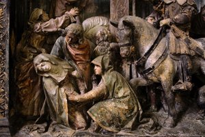 祭壇画、中央パネル、ディテール、聖母の失霊（塗られた石）
