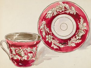 カップ＆ソーサー、1936年頃。 作： Lillian Causey