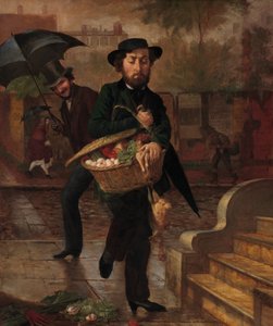 若い夫：最初のマーケティング、1854年。 作： Lilly Martin Spencer
