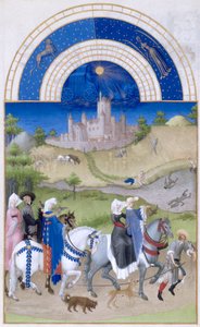 Très Riches Heures du Duc de Berry Folio 8, verso: August. 作： Limbourg Brothers