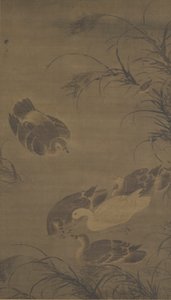 雁泳ぎ図 明時代 15世紀 作： Lin Liang