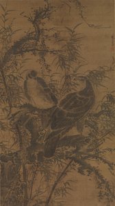 雑木林の二羽の鷹 15世紀中頃 作： Lin Liang