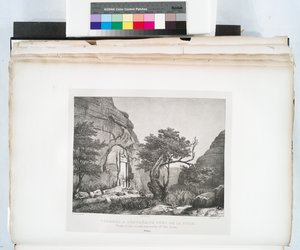 町の北端近くにある墓、ペトラ 作： Linant (Linant Pasha) Bellefonds