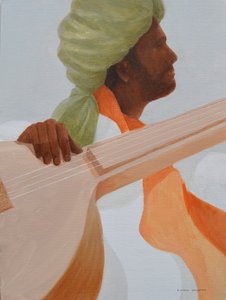 シタール奏者、緑のターバン 作： Lincoln Seligman