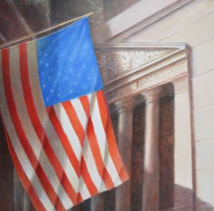 星条旗、N.Y.証券取引所 作： Lincoln Seligman