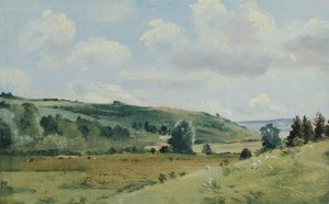 風景、c.1849-55（パネルに油彩） 作： Lionel Constable