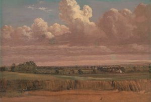 麦畑のある風景、1850年代頃。 作： Lionel Constable