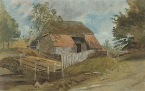 古い納屋、1855年頃（パネルに油彩） 作： Lionel Constable