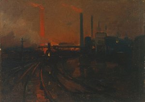 夜のカーディフの製鉄所」1893-97年 作： Lionel Walden