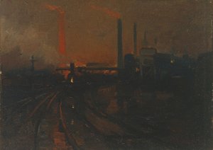 カーディフの製鉄所、夜 作： Lionel Walden