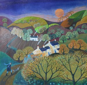イブニングドッグウォーク2016（紙にアクリルインク） 作： Lisa Graa Jensen
