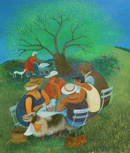 ファミリーピクニック』2018年（紙にアクリル絵の具 作： Lisa Graa Jensen
