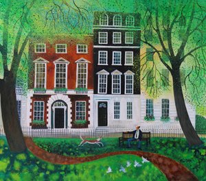 バークレースクエア2016でリラックス。（紙にアクリルインク） 作： Lisa Graa Jensen