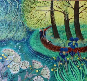 River Wey walk, 2017,(acrylics on paper) 作： Lisa Graa Jensen