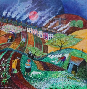 Smokey Chimneys』2018年（紙にパステル 作： Lisa Graa Jensen