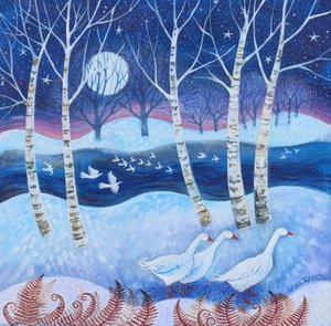 雪の飛行、2024年（アクリル、リネン） 作： Lisa Graa Jensen