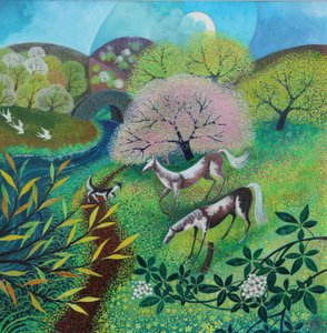 サンデー・ウォーク、2024年（アクリル、紙） 作： Lisa Graa Jensen