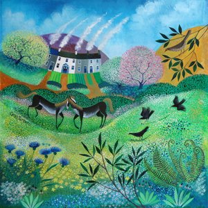 野草の草原、2020年（紙にアクリル絵の具 作： Lisa Graa Jensen