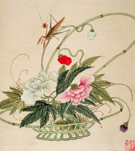 19世紀後半の花と昆虫の一連の絵画の1つ