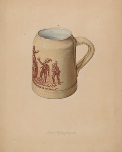 ストーンウェアのビール用マグカップ、1939年 作： Lloyd Charles Lemcke