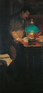 美術評論家および作家ライモン・カセラスの肖像 作： Lluís Graner