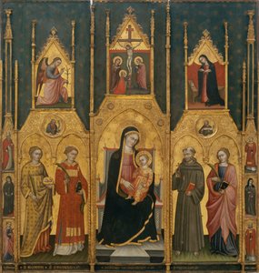 聖母と聖アガタ、聖ステファノ、聖フランチェスコ、殉教者聖人の祭壇画 作： ロ・スパニャ