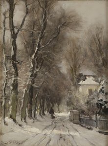 冬の雪道（油彩・パネル） 作： Lodewijk Frederik Hendrik (1850 1936) Apol