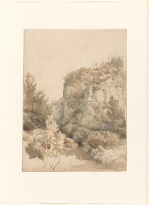 高い岩と小川のある生い茂った谷 作： Lodewijk Johannes Kleijn