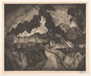 プロヴァンスの丘陵風景 La Provence (オブジェクトの元のタイトル) 作： Lodewijk Schelfhout (signed by artist)