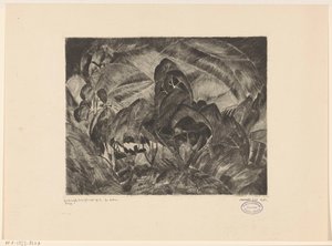 木々が生い茂る丘陵の風景 Les Arbres (オブジェクトの元のタイトル) 作： Lodewijk Schelfhout (signed by artist)