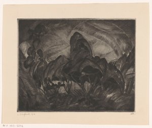 木々が生い茂る丘陵の風景 Les Arbres (オブジェクトの元のタイトル) 作： Lodewijk Schelfhout (signed by artist)