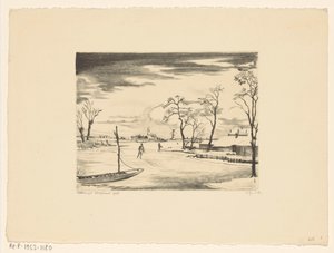 オランダの冬景色Ⅱ ハイバーとオランド II (原題) 作： Lodewijk Schelfhout (signed by artist)