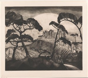 丘の上の城 Le Chateau II (原題) 作： Lodewijk Schelfhout (signed by artist)