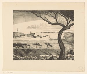 田舎道のある海岸の風景 サンピエール（原題） 作： Lodewijk Schelfhout (signed by artist)