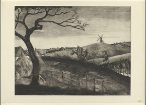 Etikhove で牛と農夫を耕す Laboreur Flamand (原題) 作： Lodewijk Schelfhout (signed by artist)
