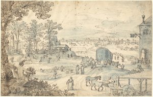広大な風景の中の夏の収穫 作： Lodewyk Toeput