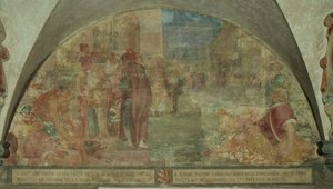 聖アントニヌス、フィリカイア家の若者を死から蘇らせる（フレスコ画 作： Lodovico Buti
