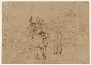 風景の中の聖クリストファー (または聖ロック?) 作： Lodovico Carracci