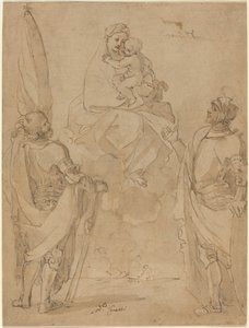 聖ジョージとウィリアムに現れる聖母子 作： Lodovico Carracci