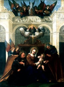 トレンティーノの聖ニコラスと聖家族」1515年～1530年 作： Lodovico Mazzolini