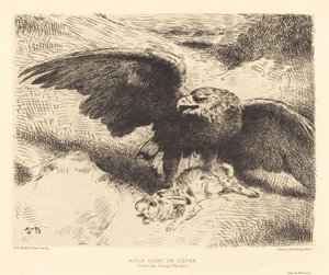 うさぎに飛びかかるワシ 作： Léon Bonnat