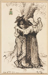 木のそばで求愛するカップル 作： Léon Bonnat