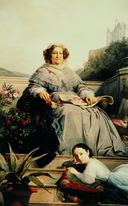 1851年から1860年の間に、マダムクリコの肖像画、娘と一緒の1777-1866ポンサルダン（1777-1866）。