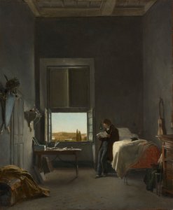 1817年、ローマのヴィラメディチにある彼の部屋の芸術家。 作： Léon Cogniet