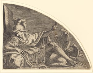 トロフィーに座る火星 作： Léon Davent after Francesco Primaticcio