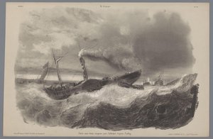 嵐の中の外輪船 田舎暮らしの表象（連載タイトル） ラ・カンパーニュ。 Études variés aux deux Crayons (オブジェクトのシリーズ タイトル) 作： Léon Jean Baptiste Sabatier